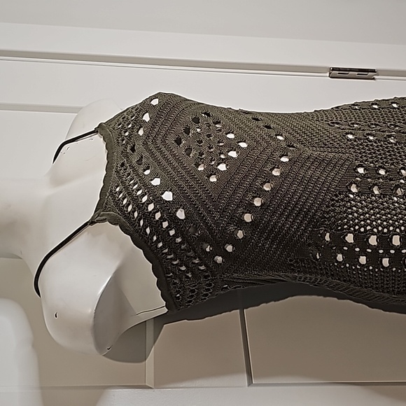 NWT Aerie Olive Green Crochet Dress - Picture 2 of 11
